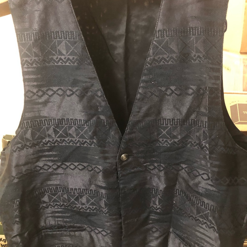 Navy Jacquard Patterned Vest